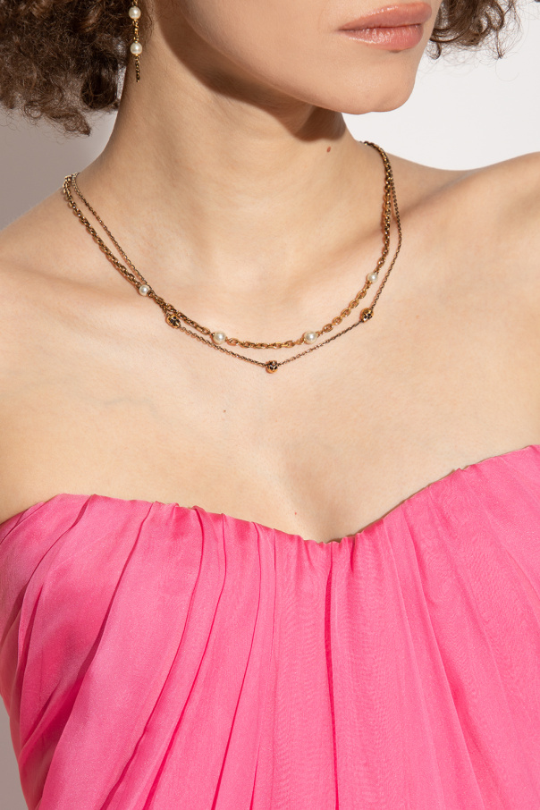 【送料&関税込】Alexander McQueen Gold Brass Necklace Alexander McQueen Acorn Pendant Necklace w Flat Chain Signed